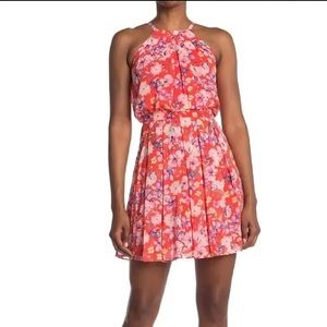 Eliza J Orange Glo Floral Halter Dress Size 16P
